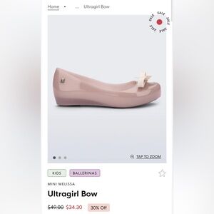 Mini Melissa UltraGirl Pink Peep Toe Bow Flats